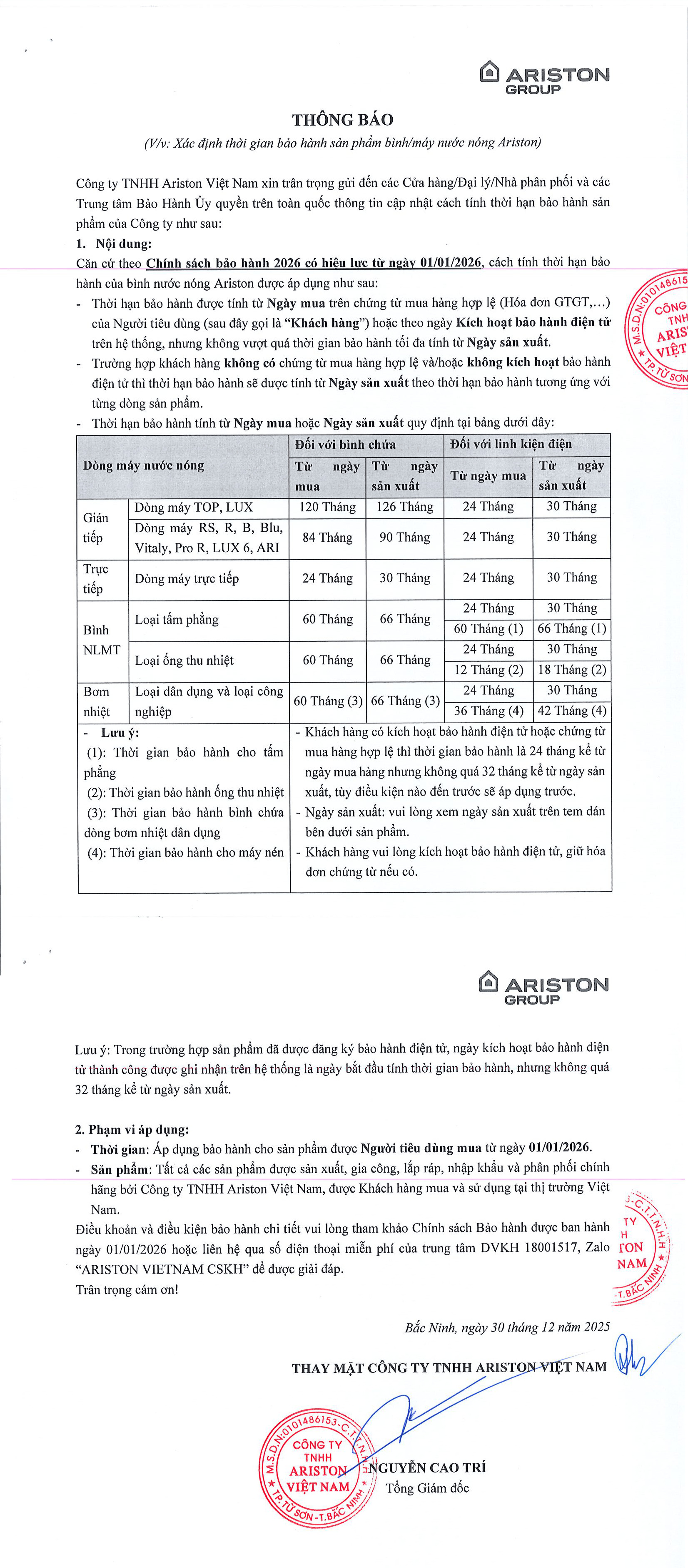 Chính Sách Bảo Hành